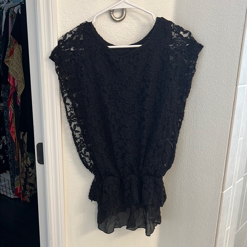 medium Elegant Black Lace Top